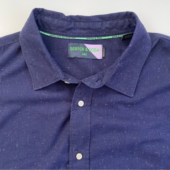 Scotch & Soda Men's Navy Neon Colors Button Down Shirt Size XXL - Picture 3 of 9